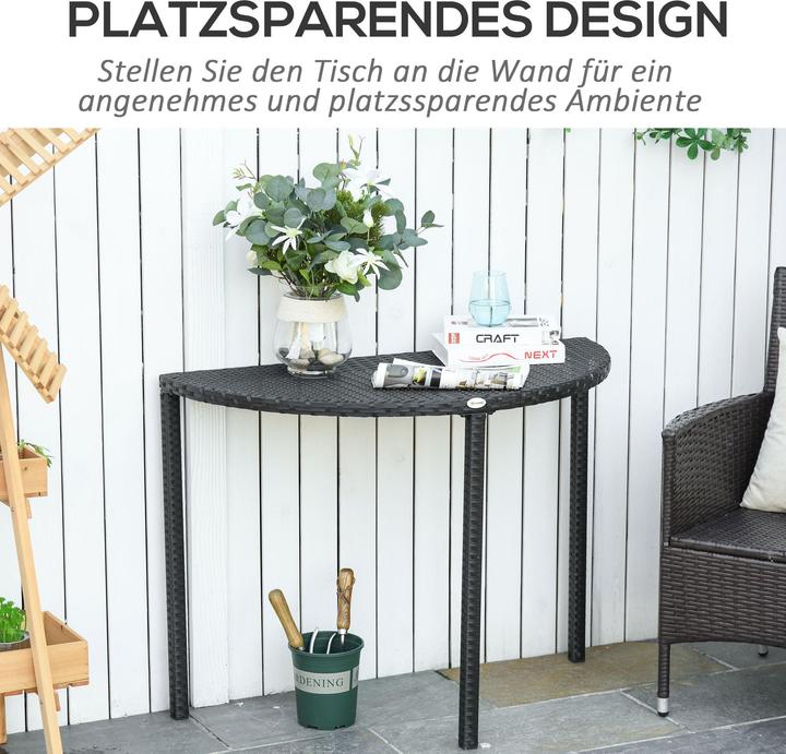 Produktbild Outsunny Rattan Balkontisch halbrund (50 cm)