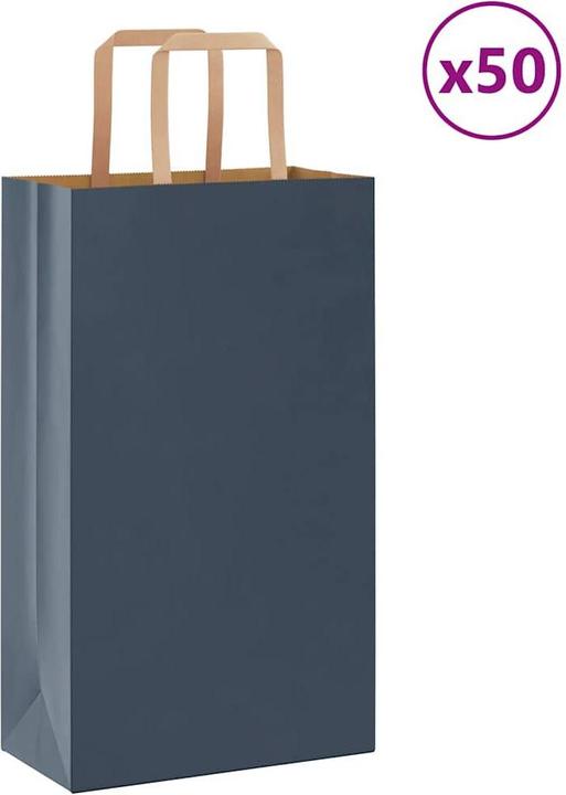 Produktbild VidaXL Kraftpapiertüten 50 Stk. mit Henkel Blau 21x11x36 cm Papiertüte (Geschenktüte, 50 x)