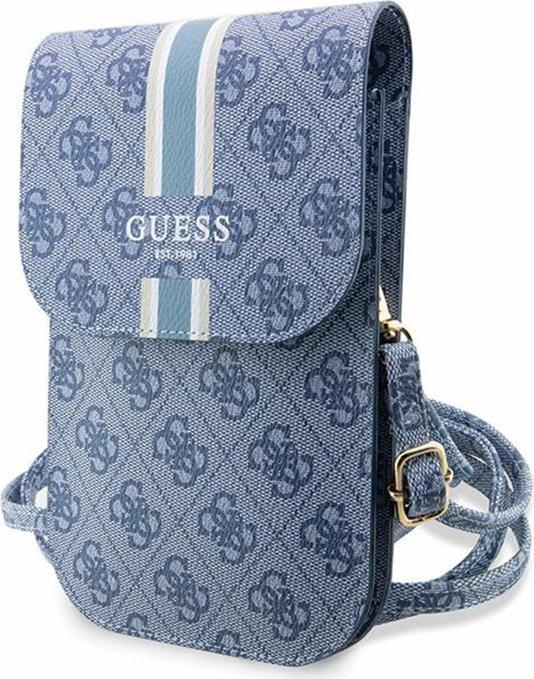 Guess PU 4G Printed Stripes Phone Bag - blue