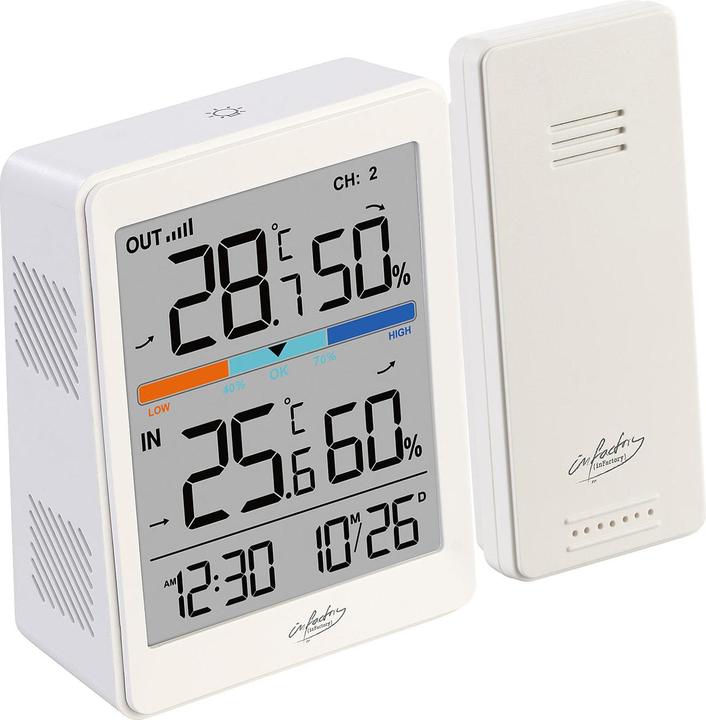 Produktbild Infactory Aussen- und Innen-Thermometer und Hygrometer mit Funk-Aussensensor, 60 m