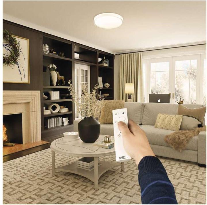Image du produit Emos Lampe LED LIVI 50 cm, 45 W, blanc chaud/froid, intensité lumineuse variable avec télécommande (2700 lm)