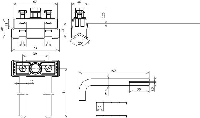 Actual product image Dehn EX BRS 27 Band pipe clamp for Ex-area D 6-27mm w. connection M8
