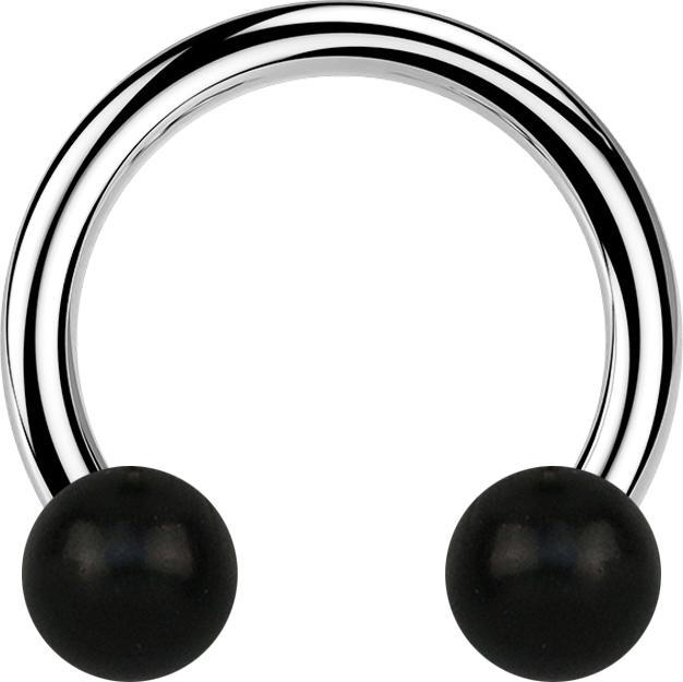 Immagine prodotto Star Piercing Bilanciere circolare in argento con due sfere di corno nero (Acciaio chirurgico 316L, Organico, senza ottone)