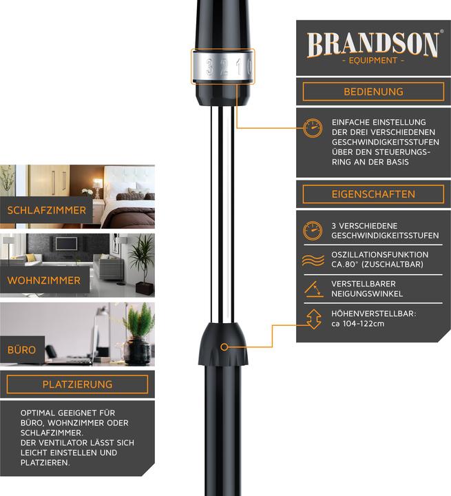 Image du produit Brandson Ventilateur sur pied (46 dB)