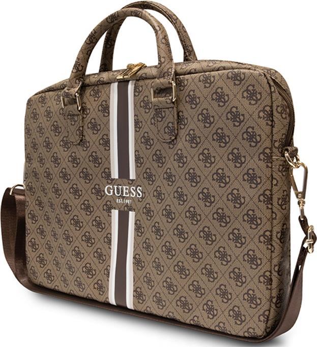 Guess PU 4G Printed Stripe Computer Bag 15|16" Brown (16", Universal)