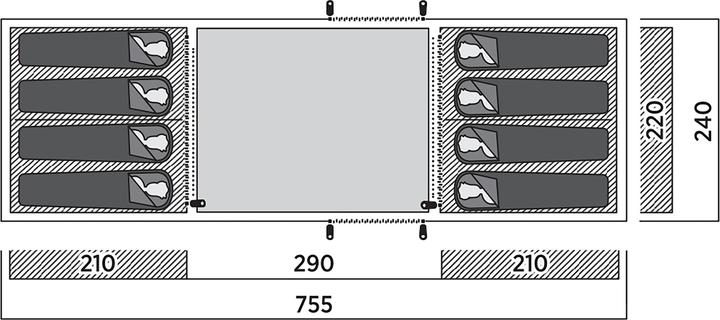 Image du produit Easy Camp Familien-Tunnelzelt Leka Twin 8 (olivgr?n, Modell 2025) (Tente tunnel, 16.90 kg, 8 personnes)