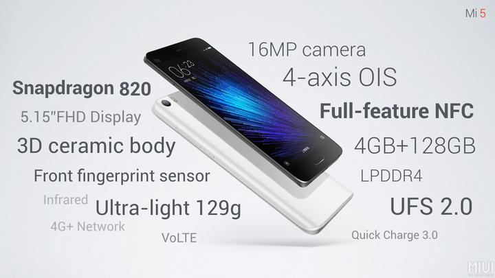 Produktbild Xiaomi Mi 5 (64 GB, White, 5.15", Dual SIM, 16 Mpx, 4G)