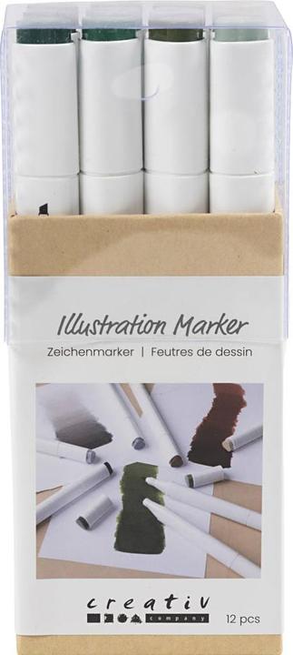 Actual product image Creativ Company Kalligraphiemarker 1+ 8 mm, 12 Stück, Naturfarben (Multicoloured, Dark green, 8 mm, 12 x)
