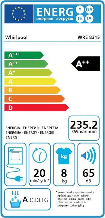 Energie-Label Whirlpool Wre 8315 (8 kg, Rechts)