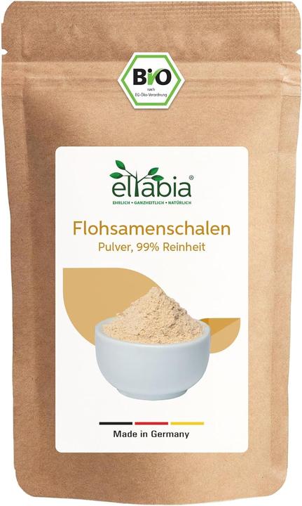 Eltabia Bio Flohsamenschalen Pulver | 99% Reinheit Flohsamen Schalen gemahlen (200 Stück, Pulver, 200 g)