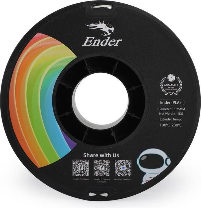 Image du produit Creality Filament PLA+ Blanc, 1.75 mm, 1 kg (PLA, 1.75 mm, 1000 g, Multicolore)