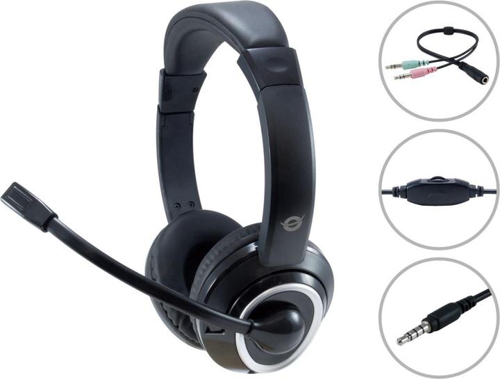 Actual product image Conceptronic POLONA02BA Headphones & Headset Headband Black (Cable)