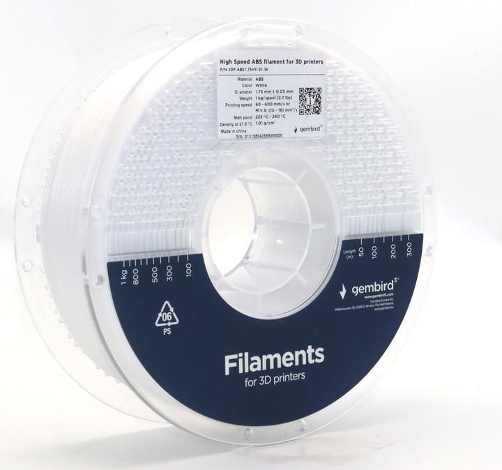Produktbild Gembird 3DP-ABS1.75HY-01-W (ABS, 1.75 mm, 1000 g, Weiss)