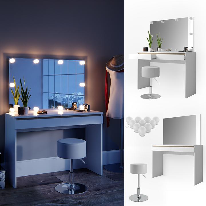 Actual product image Vicco Emma with stool and lighting (120 x 42 x 83 cm)