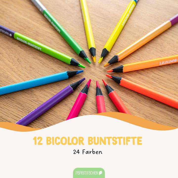 Image du produit Papierdrachen 12 Bicolor Buntstifte Metallik und Neon (Couleurs fluo & métalliques, 12 x)