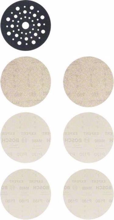 Bosch Professional Zubehör Set di avviamento EXPERT M480 per levigatrici rotorbitali, 125 mm, 7 pezzi. (80, 120, 180)