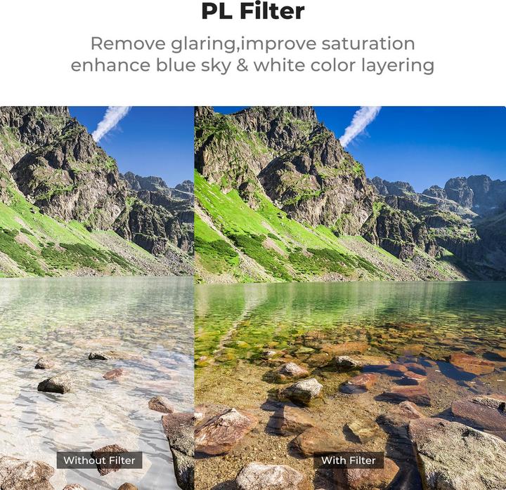 Produktbild K&F Concept 6pcs Filter Kits, UV+CPL+ND8+ND16+ND32+ND64, HD, Anti-Reflection Green Coating, Waterproof and Scrat