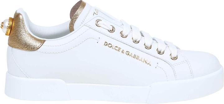 Produktbild Dolce & Gabbana portofino sneakers in white leather with logo pearl (37)