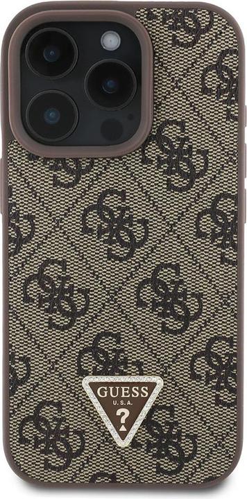 Productafbeelding Guess GUHCP16LP4TDSCPW iPhone 16 Pro 6,3" brązowy/bruin hardcase Leer Metalen Logo Strass Crossbody (Apple iPhone 16 Pro)