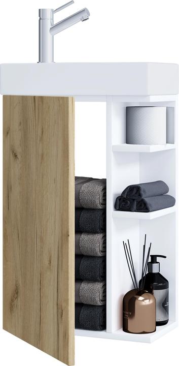 Produktbild VCM 2-tlg Badmöbel Set Gäste WC Gästebad Waschplatz Waschtisch klein schmal Lumia
