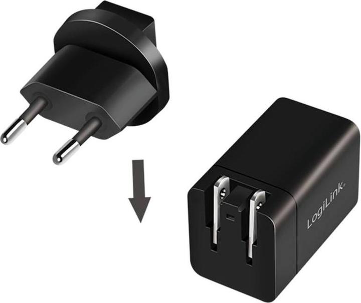 Produktbild LogiLink USB-Steckdosenreiseadapter, 1x USB-A, 1x USB-C, GaN-Technologie, 30 W (30 W)