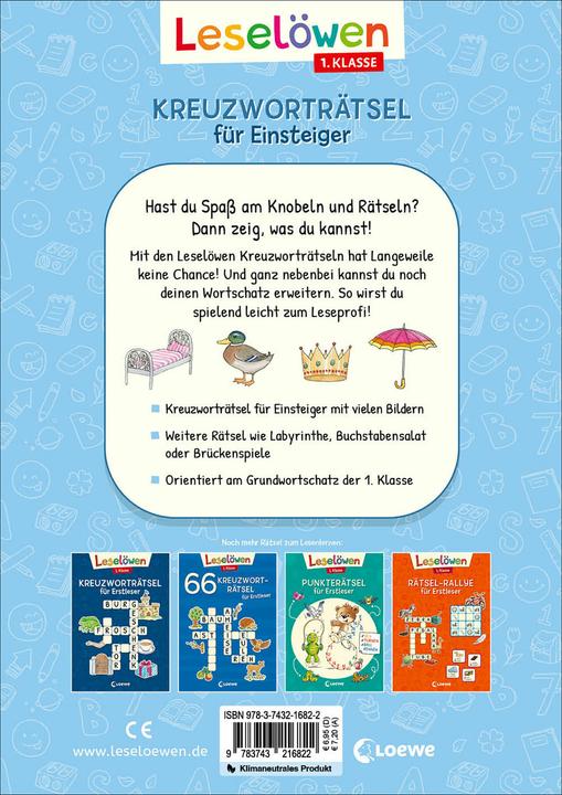 Actual product image Loewe Leselöwen Kreuzworträtsel für Einsteiger - 1. Klasse (Himmelblau) (German, Katrin Merle, Loewe learning and puzzles, Loewe first readers, 2023)