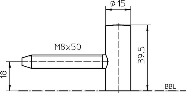 Produktbild Simonswerk Türband-Flügelteil Variant V 0020, Band ø 15 mm, Stahl vernickelt