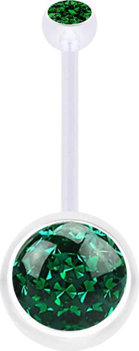 Immagine prodotto Star Piercing Banana trasparente con strato protettivo epossidico in cristallo a sfera verde e cristallo a sfera (Bioflex, senza ottone)
