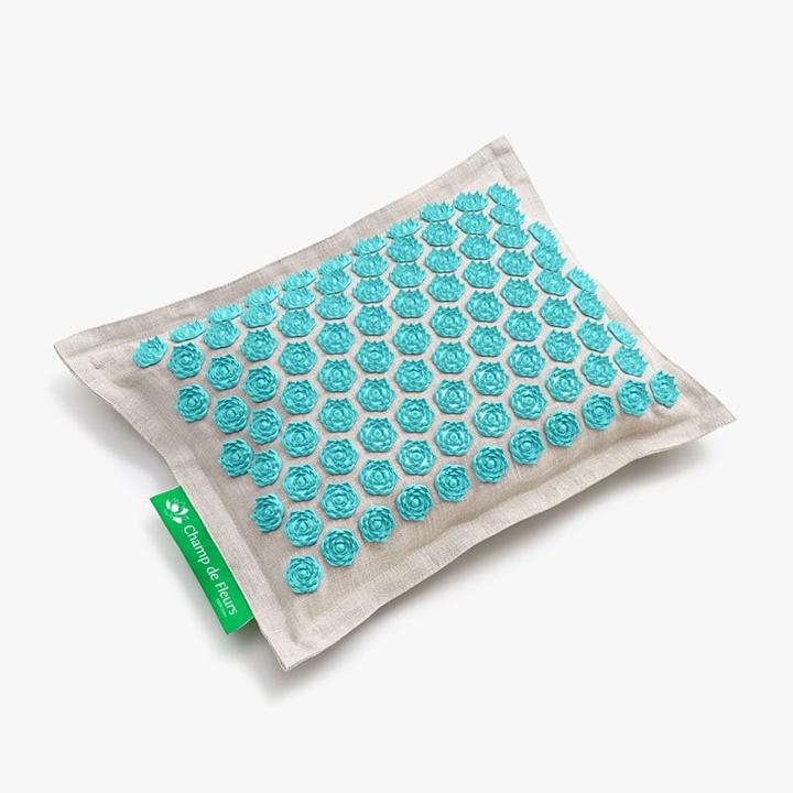 Image du produit Champ de Fleurs coussin naturel-turquoise