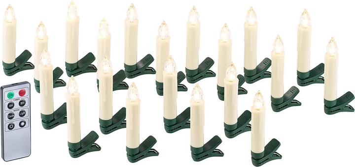 Actual product image Lunartec Set of 20 LED Christmas Tree Candles with IR Remote Control, Timer, White (20 x)