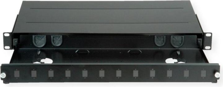 Actual product image Roline 48.30cm (19") FO chassis empty, 1 U, 12x SC-Simplex or LC-Duplex, black