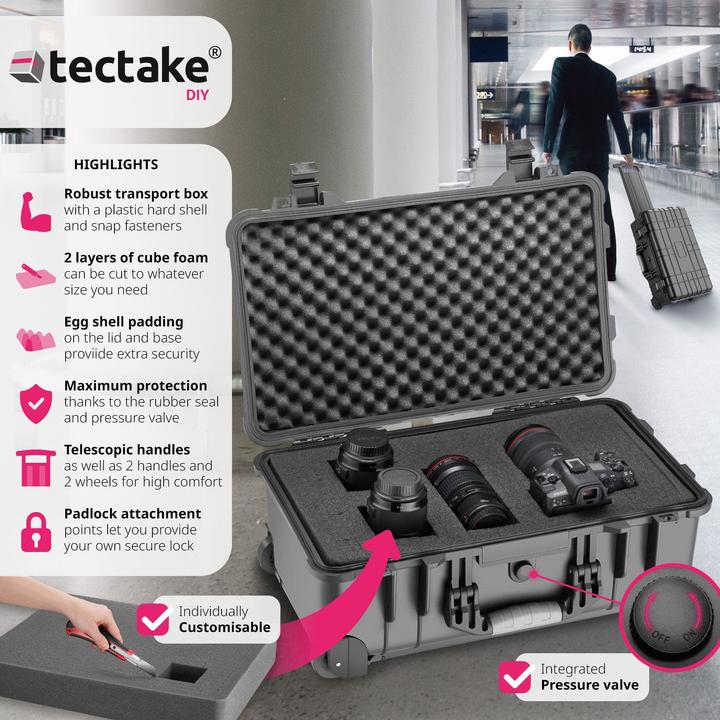 Actual product image tectake Wheeled Transport Case with Telescopic Handle (Photo case, 27 l)