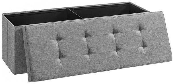 Songmics Sitztruhe mit Aufbewahrung 110 x 38 cm, Hellgrau (110 cm)