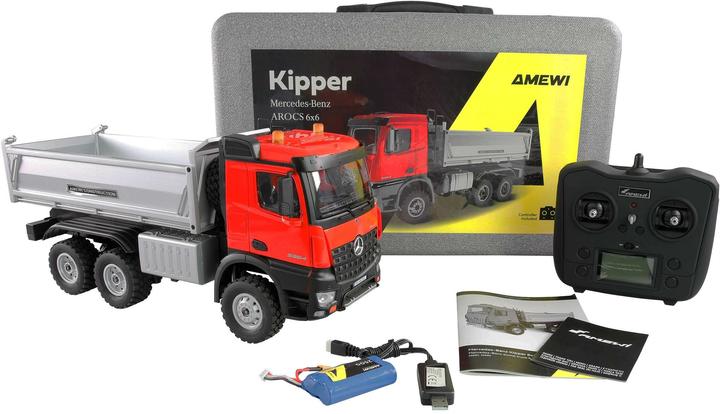 Immagine prodotto Amewi Mercedes-Benz Arocs Kipper 6x6 1:14 RTR rot (RTR pronto all'uso)