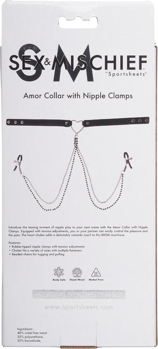Actual product image Sex & Mischief S&M - Cupid Collar with Nipple Jewelry