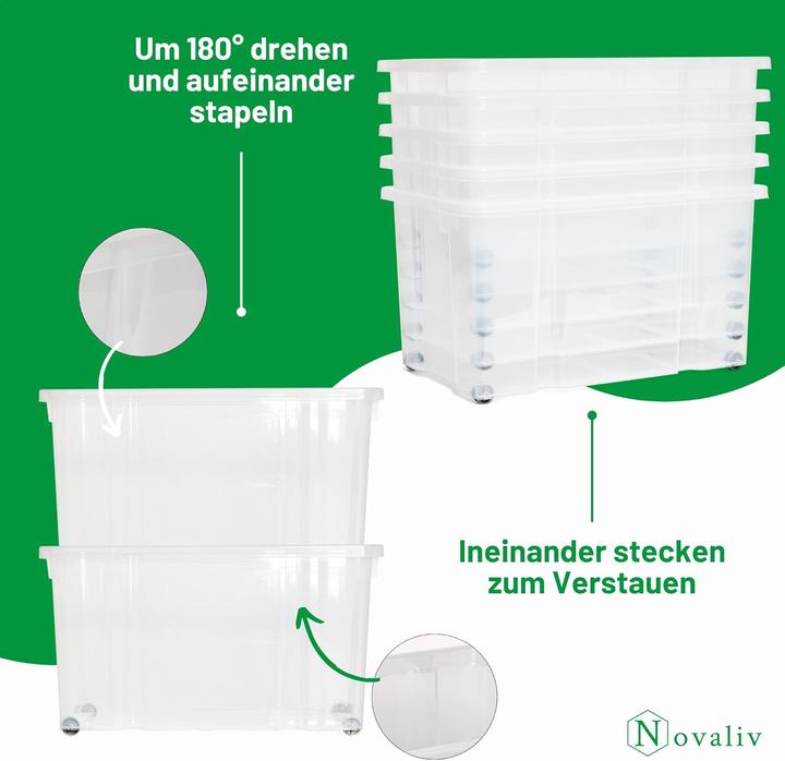 Produktbild Novaliv 3x Aufbewahrungsboxen mit Deckel Gross 55L Anthrazit Nestbar stapelbar mit Clipverschluss Rol (55 l)