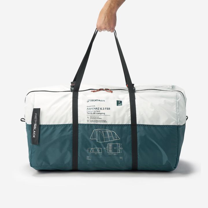 Produktbild Quechua Familienzelt Stangenaufbau - Arpenaz 6.3 F&B 6 Personen 3 Kabinen (25.75 kg, 6 Personen)