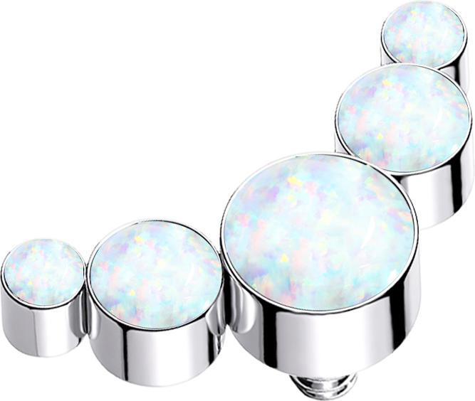 Star Piercing Dermal Anchor silber fünf Opale weiss (Chirurgenstahl 316L)