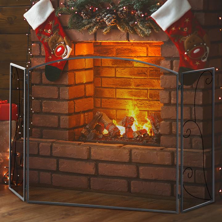 Image du produit Homcom Grille de cheminée avec trois panneaux (132,5 x 76,5 cm)