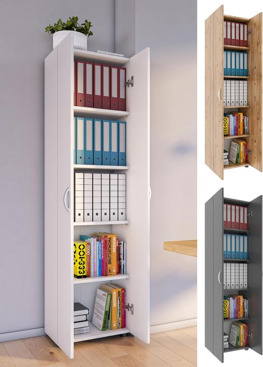 Actual product image VCM Office Cabinet Books Folders Filing Cabinet Office Furniture Cabinet Ulas 5-Fold Hinged Doors (49 x 34 x 178 cm)