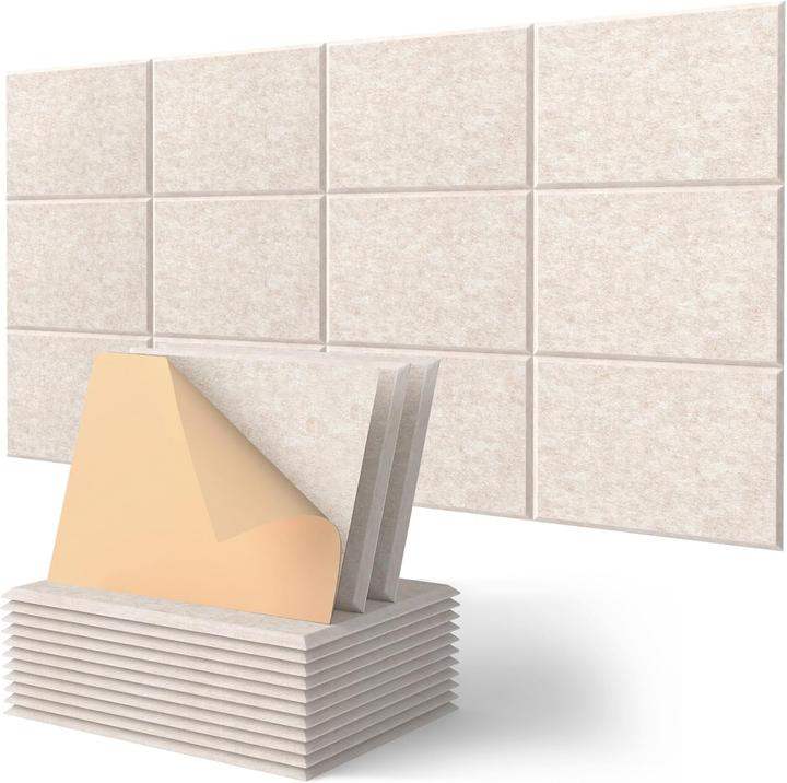 Kuchoow Selbstklebende Akustikplatten, 30x40x0.9cm (12 pz.)
