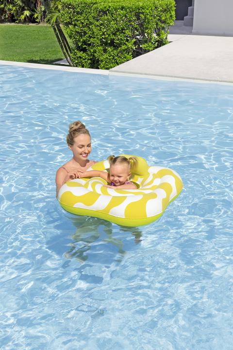 Actual product image Bestway Swim Safe ABC Comfort Plush Wavy Square 2-Ring Inflatable Baby Boat Float
