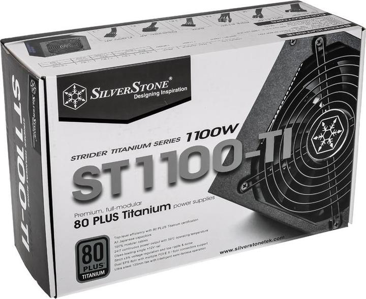 Produktbild Silverstone SST-ST1100-TI v1.1 Strider 80 PLUS Titanium, modular - 1100 Watt (1100 W)