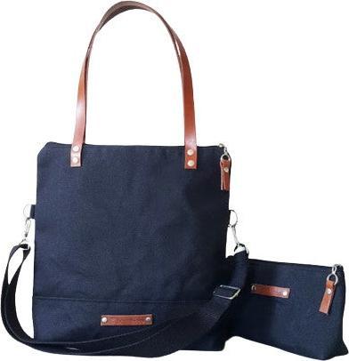 Only-Bags.Store Borsa in tela cerata in colore NERO CARBONE