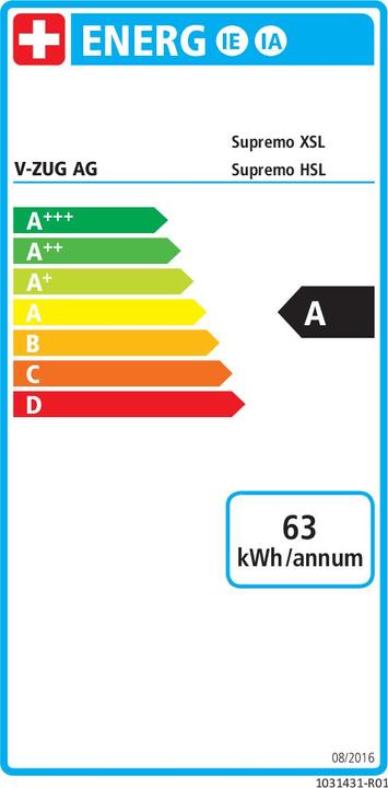 Energie-Label V-Zug Supremo HSL 60 CCSHSL60g