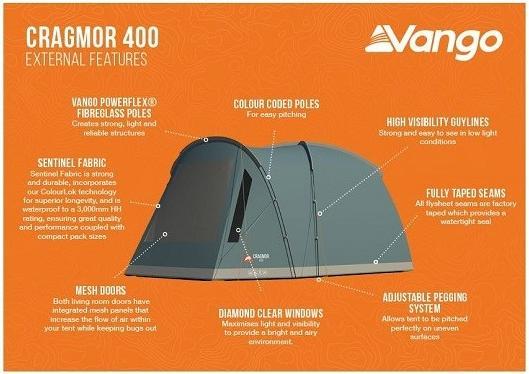 Immagine prodotto Vango Cragmor 400 (Tenda a tunnel, 7.70 kg, 4 persone)