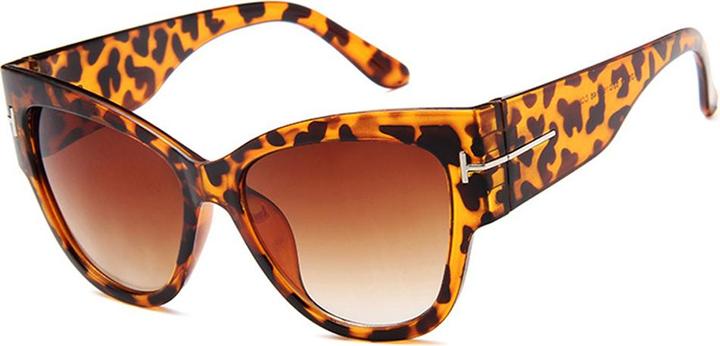 Techsuit - Sunglasses (9778) - for Women with PC Frame and Lens, Cat Eye - Leopard / Brown