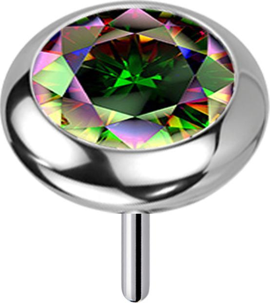 Star Piercing Threadless silber Scheibe abgerundet Kristall dunkel multicolor (ohne Messing, Titan G23)