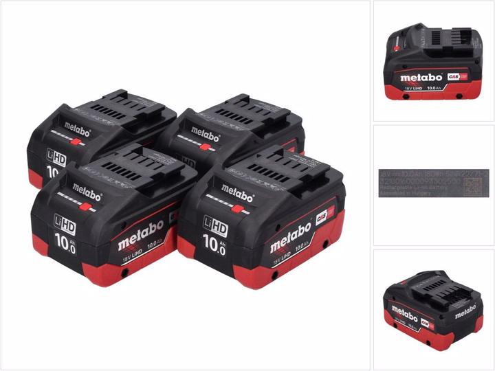 Metabo LiHD battery pack set 4x 18 V 10.0 Ah CAS system ( 4x 625549000 ) (18 V)