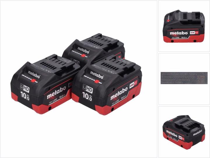 Metabo LiHD battery pack set 3x 18 V 10.0 Ah CAS system ( 3x 625549000 ) (18 V)